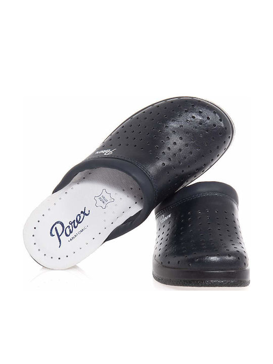 Parex Women's Leather Clogs Blue