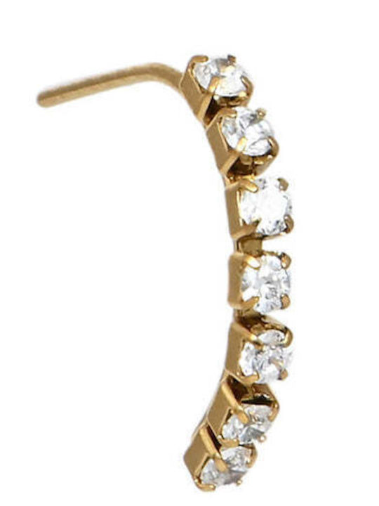 Asimi Body Piercing Nose Hoop Earring Gold Plated Steel 8 x 0.6mm