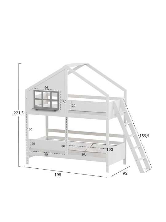Pat Pentru Copii Cușetă Single Cu Saltea Alb 90x190cm