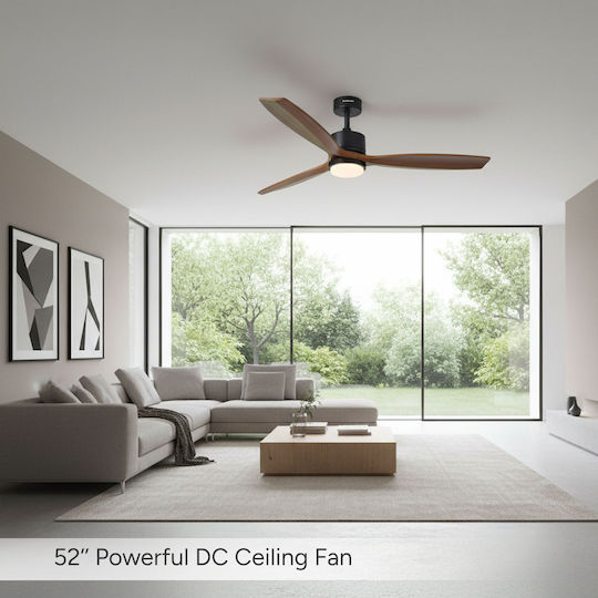 Rohnson Ceiling Fan 132cm with Light Fixture Brown / Black