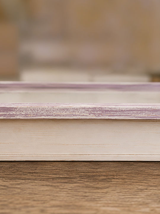Lavender Romance Caz Pentru Coroane De Nuntă Montat Pe Perete Pătrat Din Lemn Ecru