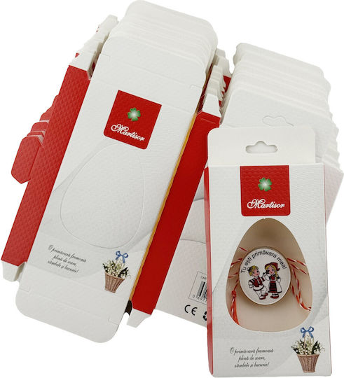 Cutii de Ambalare Martisor Alista Home Set 200 Bucăți Cutii Brosă Model Coș cu Flori Albe Roșii
