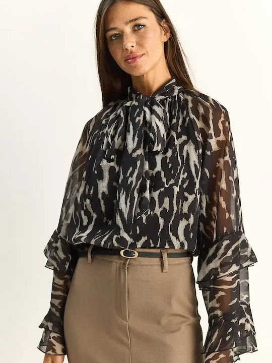 Damen Bluse Tierdruck Leo