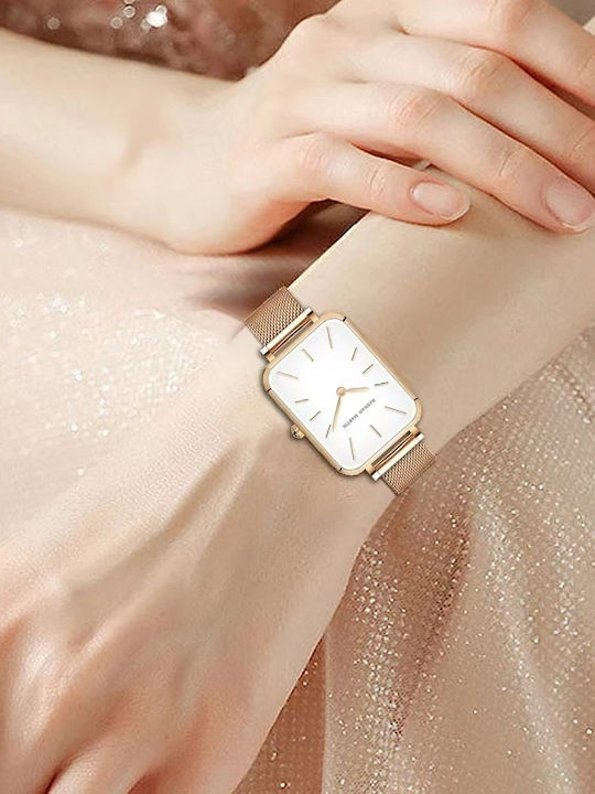 Hannah Martin Ceas Dama 34mm Baterie Cu Brățară Din Metal Auriu