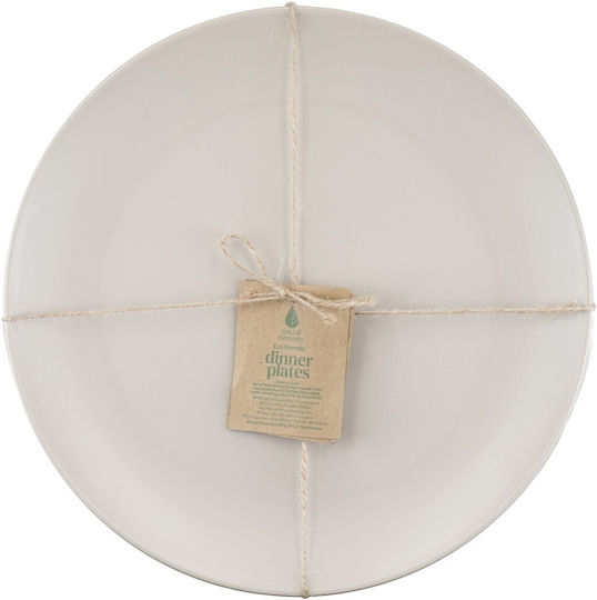 Natural Elements Πιάτο Ρηχό Πλαστικό Μπεζ με Διάμετρο 25.5cm 4τμχ