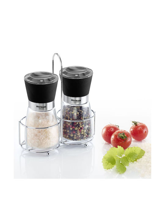 Westmark Manuelle Salz- und Pfeffermühlen-Sets Keramik in Silber Farbe 18,3cm 2 Stück