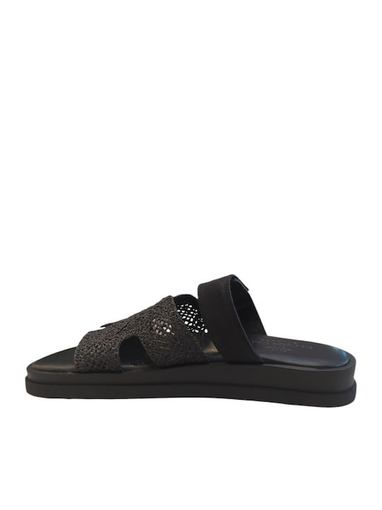 Leather Women's Flat Sandals Black