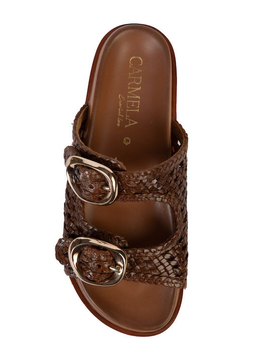 Carmela Leather Women's Flat Sandals Flatforms Brown