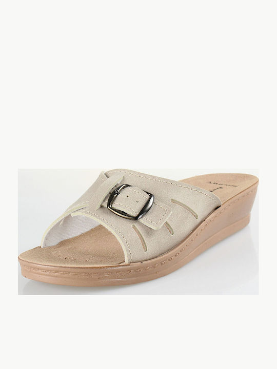 Damen Flache Sandalen Beigen