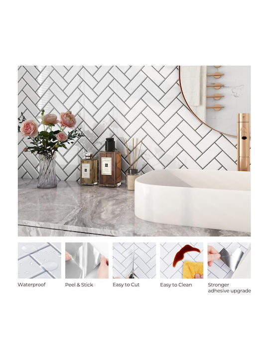 Self-adhesive Wall Stickers 3d Tiles Elegant 15 Pieces 30x30 Cm White Self-adhesive Wall Stickers 3d Tiles Elegant 15 Pieces 30x30 Cm White