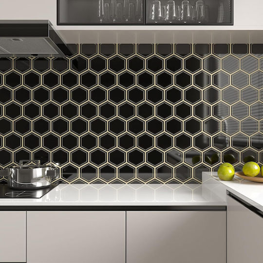 3D Wall Stickers Varypaper Hexagonal Black 30.5x30.5 cm 20 Pieces