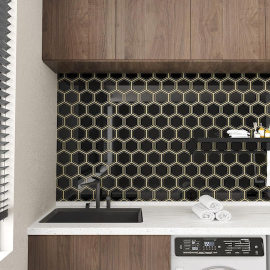 3D Wall Stickers Varypaper Hexagonal Black 30.5x30.5 cm 20 Pieces