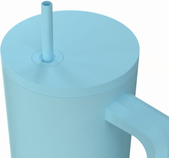 Estia Save Aegean Ανακυκλώσιμο Handled Tumbler Θερμός Ανοξείδωτο BPA Free 900ml ARCTIC με Καλαμάκι και Λαβή