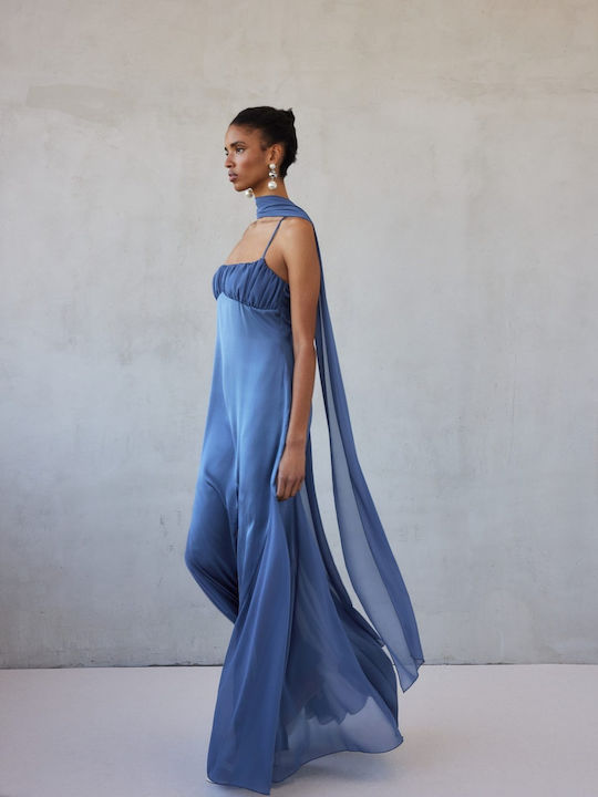 Maxi Φόρεμα Σατέν Blue