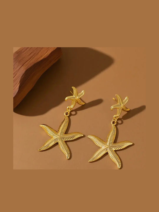 Dangle Earrings Made of Gold Plated Steel