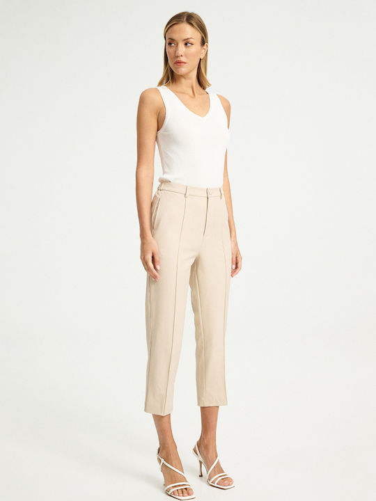 Women's Fabric Trousers Sand Beige