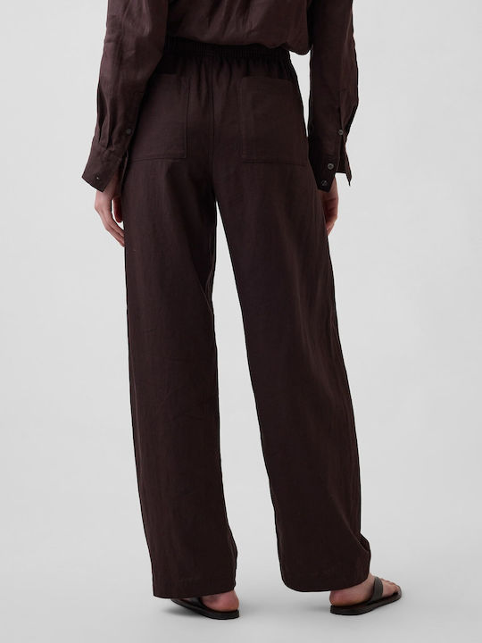 Damen Leinenhose mit Gummiband Terra Braun