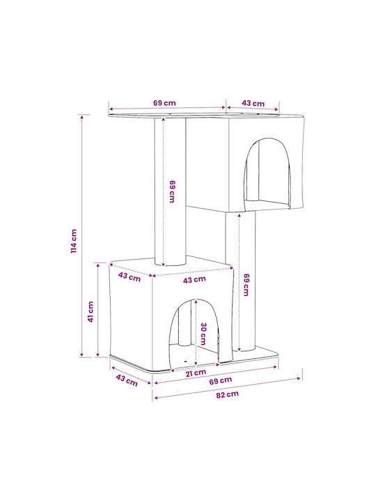 vidaXL Scratching Post Cat Tree Gray 82x43x114cm