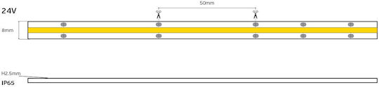 VK Lighting Αδιάβροχη Ταινία LED 24V Φυσικό Λευκό Φως 5m Τύπου COB