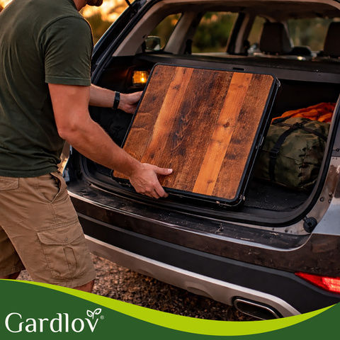 Gardlov Masă de Picnic - Bancă Din Aluminiu Pliabilă În Valiză 120x60x33.5cm Neagră