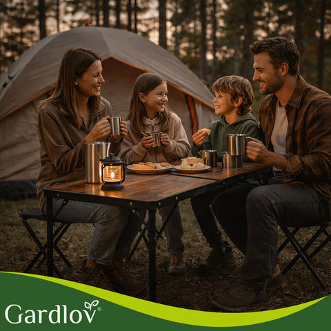 Gardlov Masă de Picnic - Bancă Din Aluminiu Pliabilă În Valiză 120x60x33.5cm Neagră