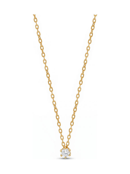Kiriakos Gofas Solitaire Necklace Made of Gold Plated Silver with Diamond