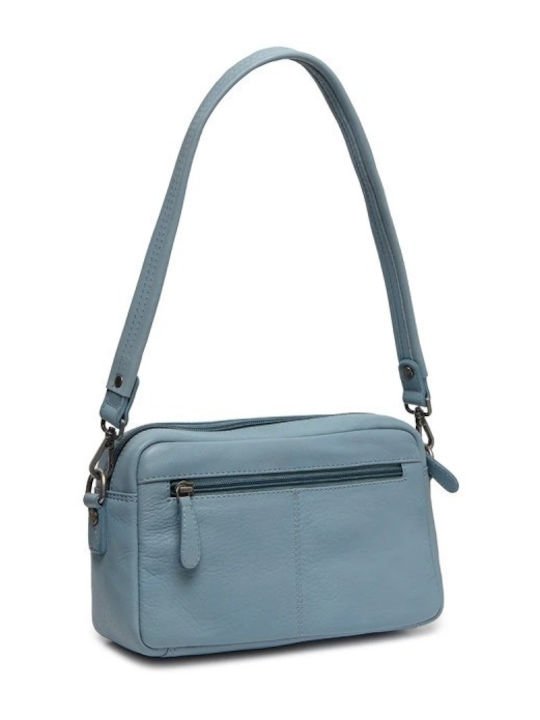 Leather Women's Shoulder Bag Light Blue