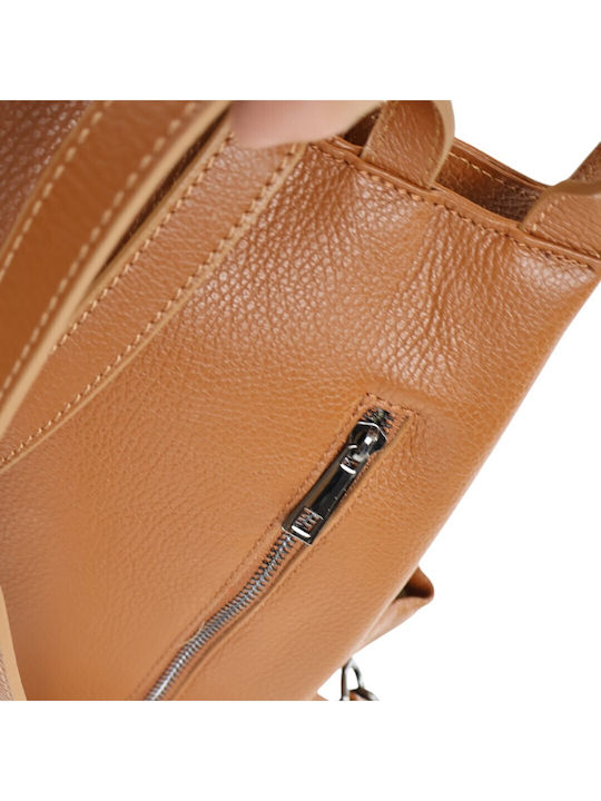Leather Women's Backpack Handbag Tabac Brown