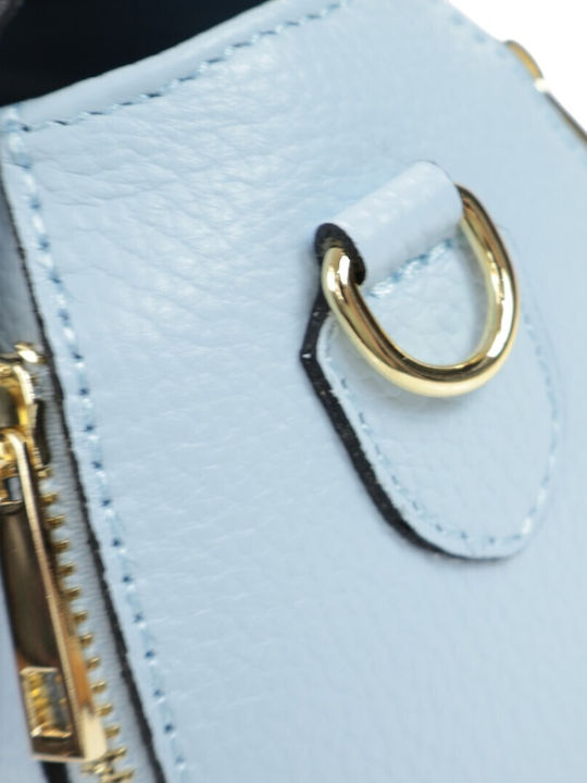 Leather Women's Light Blue Shoulder Bag
