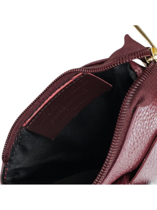 Leather Women's Mobile Phone Pouch Burgundy