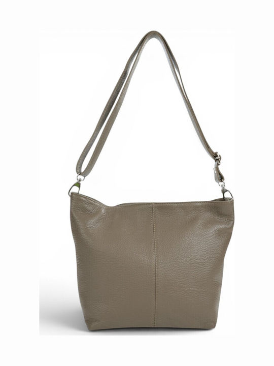 Damentasche aus Leder Schulter Taupe
