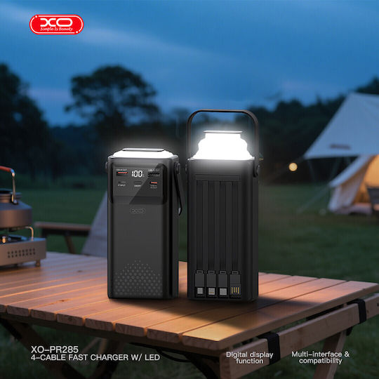 XO PR285 Power Bank 30000mAh με 2 Θύρες USB-A και Θύρα USB-C Power Delivery / Quick Charge 2.0 Μαύρο