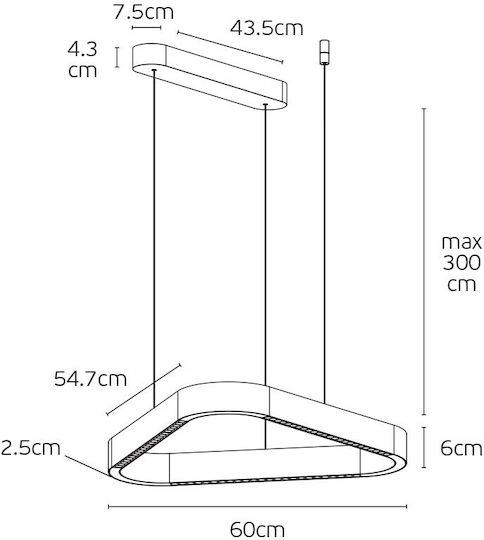 VK Lighting Κρεμαστό Φωτιστικό Χρυσό LED με Θερμό Λευκό Φως