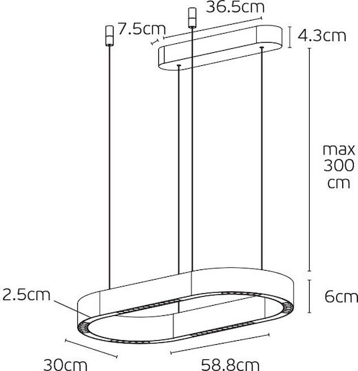VK Lighting Black LED Pendant Ceiling Light with Warm White Light