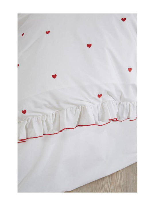 SteweHome Cotton Duvet Cover Set 200x220cm Double With 2 Pillowcases Red