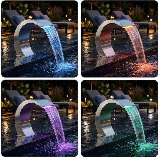 vidaXL Cataractă Piscină din Oțel Inoxidabil 61x30x71 cm Argintiu