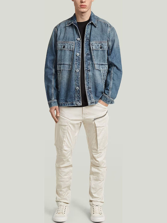 Rovic Zip 3D Мъжки Карго Панталон Еластичен Regular Fit Whitebait
