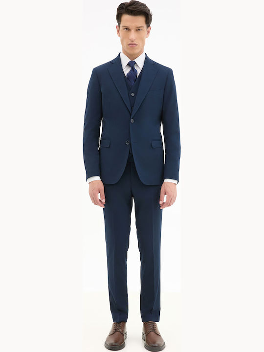 Men's Elastic Slim Fit Trousers Blue