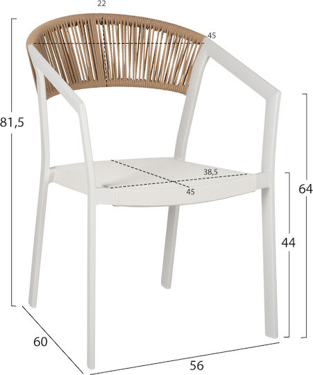 Set Dining de Exterior Taber 5 Piese Alb