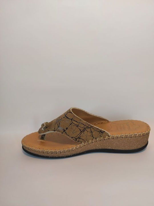 Anatomisch Damenplattformen Stil Zweifach Farbe Tabac Braun