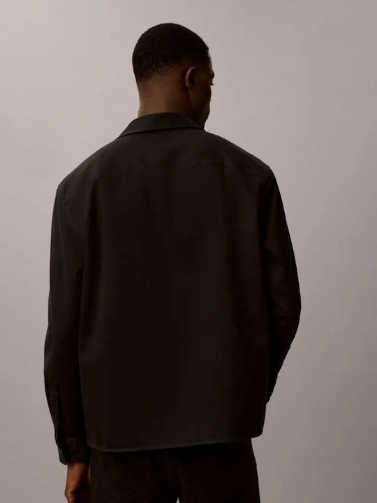 Дълъг Ръкав Памучен Overshirt Черен
