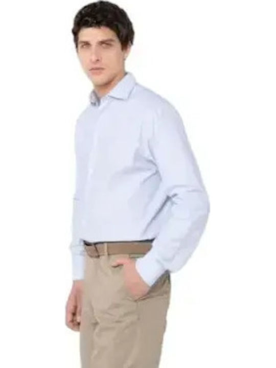 Dobby Long Sleeve Denim Shirt in Regular Fit Sky Blue