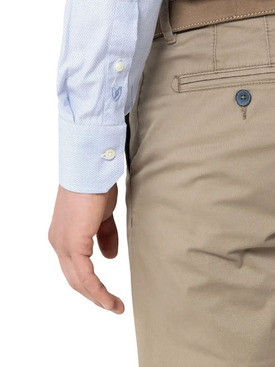 Dobby Long Sleeve Denim Shirt in Regular Fit Sky Blue