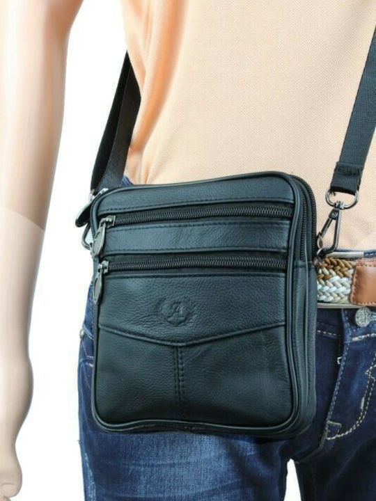 Leather Men's Shoulder / Crossbody Bag Black