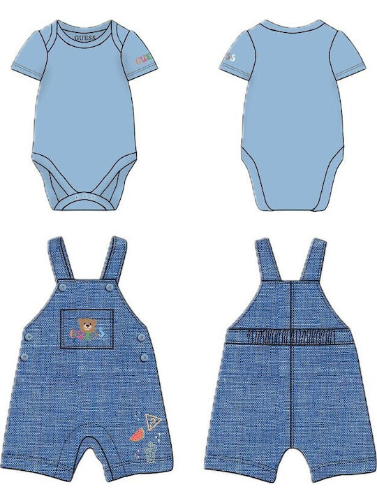 Guess Set Onesie with Pants Light Blue