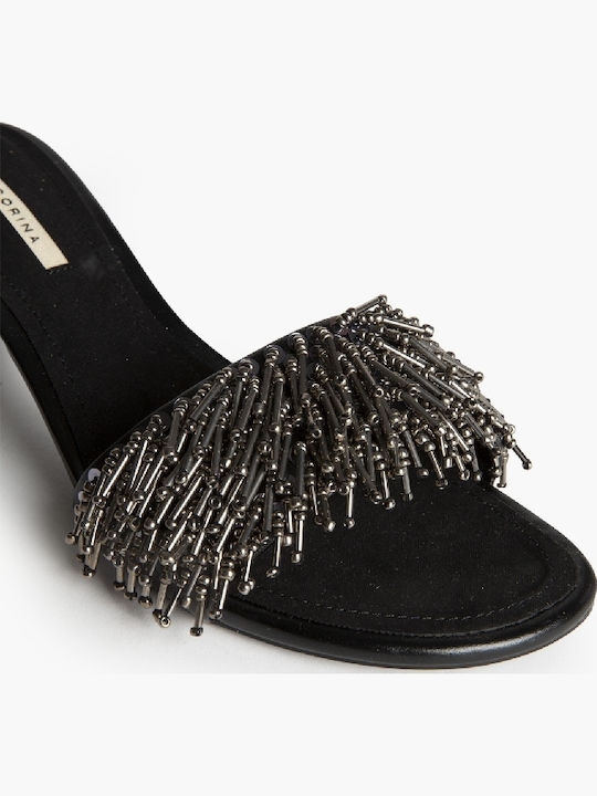 Mules with Thin Low Heel in Black Colour