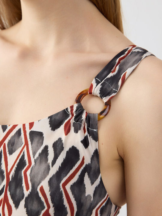 Strapless Costum de Baie Întreg Gri Ethnic