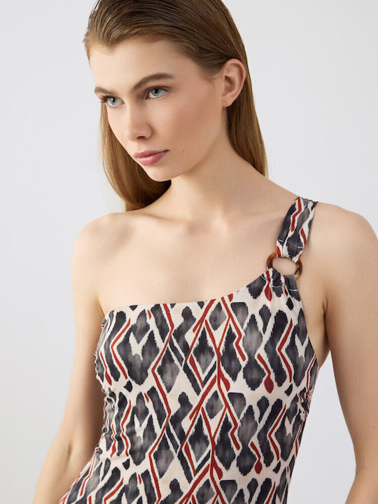 Strapless Costum de Baie Întreg Gri Ethnic
