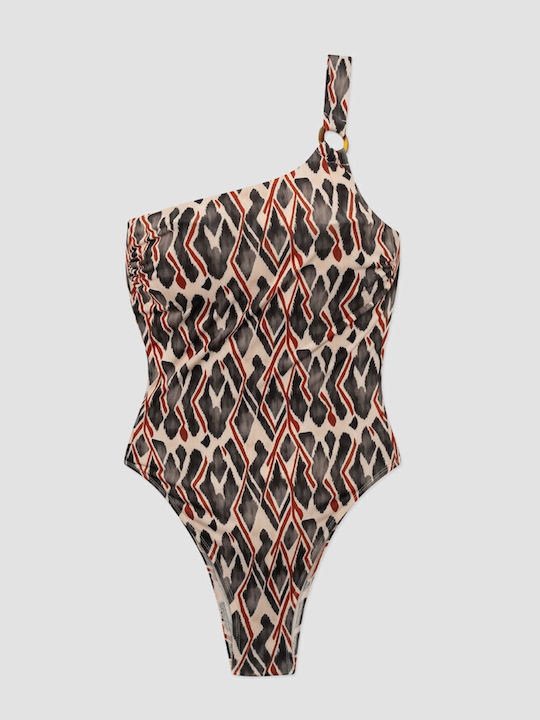 Strapless Costum de Baie Întreg Gri Ethnic