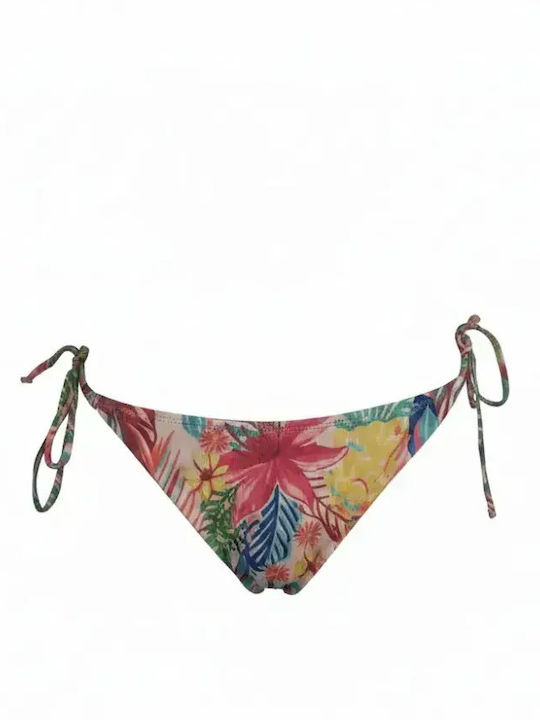 Set Bikini Triangle Push Up Floral Fuchsia Glitter C-6234